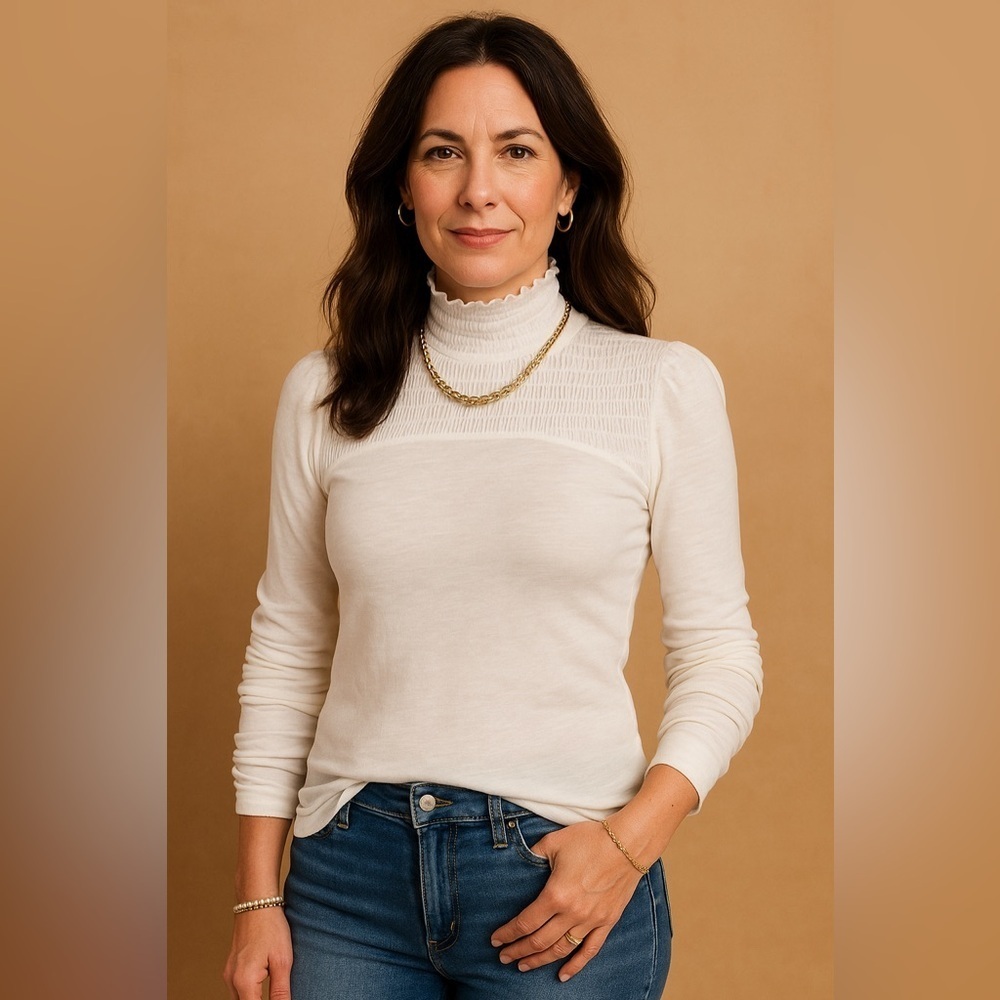 NWT Free People white mock turtle neck and long sleeves. Size small.
